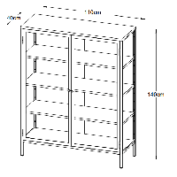Ragnar vitrinekast - 140 cm - zwart