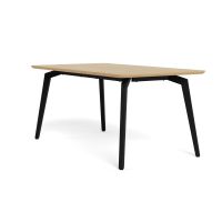 Nøra Laurens rechthoekige eettafel 160x90x75 cm | zwart metaal onderstel | eikenfineer melamine - naturel