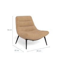 Nøra Berry fauteuil | zwart metaal onderstel | stof Fay - roze/bruin