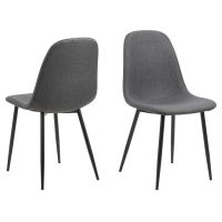 Nøra Gertrude rechthoekige eettafel 120x80x75 cm | ruw melamine - wit + 4 eetkamerstoelen | stof Nesia - donkergrijs