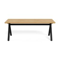 Nøra Iris rechthoekige eettafel 200x100x75 cm | zwart metaal onderstel | eikenfineer melamine - naturel