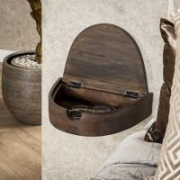 Rovers halfrond zwevend nachtkastje - acaciahout - bruin