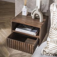 Fraaai Marino zwevend nachtkastje - 1 lade en open vak - acaciahout