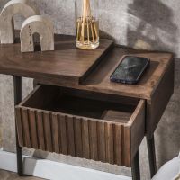 Fraaai Marino nachtkastje - 1 lade en legplank - acaciahout - links