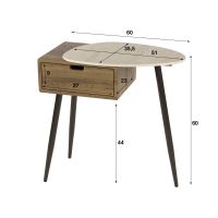 Davide nachtkastje - travertin en eikenlook - rechts