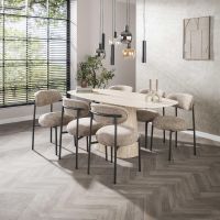 Fraaai Giordano eettafel - deens ovaal - 180 cm - travertin look