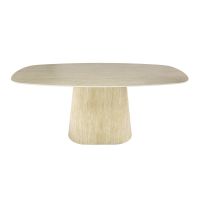 Fraaai Giordano eettafel - deens ovaal - 180 cm - travertin look