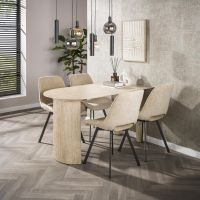 Fraaai Dexter halfronde bartafel - 140 x 80 cm - travertin look