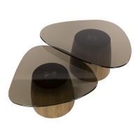 Caruso salontafels - driehoekig - set van 2 - smoked glass