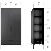 Adam 2-deurs kast grenen zwart van het Nederlandse woonmerk WOOOD