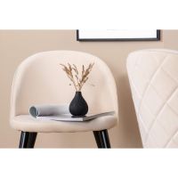 Zako eetkamerstoel - ruitpatroon - velvet - beige