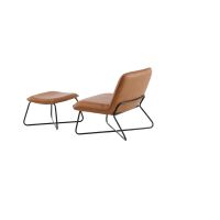 Svea Selo fauteuil met voetenbank - lederlook - cognac
