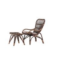 Leila loungestoel - donker walnoot - rattan