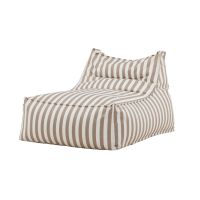 Liam loungepoef - wit/beige gestreept