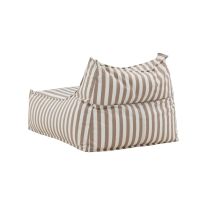 Liam loungepoef - wit/beige gestreept