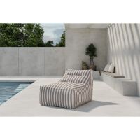 Liam loungepoef - wit/beige gestreept