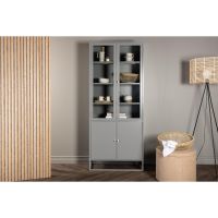 Svea Noma vitrinekast - 80 x 190 cm - lichtgrijs