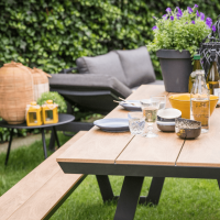 Arezzo picknickset rechthoek polywood teaklook van het woonmerk Les