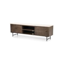 Eleonora TV meubel Lio - Mango hout & travertin - 170 cm - 2 deurs