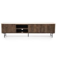 TV meubel Lio - Mango hout & travertin - 200 cm - 3 deurs