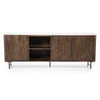 Eleonora Dressoir Lio - 200 cm - Mango hout & travertin - 3 deurs
