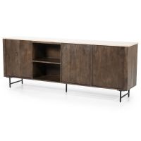 Eleonora Dressoir Lio - 200 cm - Mango hout & travertin - 3 deurs