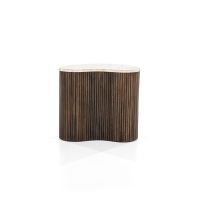 Organische bijzettafel Mari - 50x33x44 cm - Mango hout & travertin
