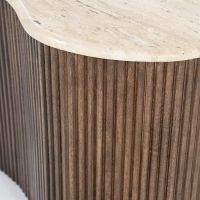 Organische salontafel Mari - 70x47x38 cm - Mango hout & travertin