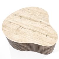Organische salontafel Mari - 83x72x34 cm - Mango hout & travertin