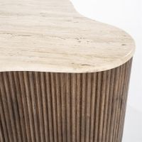 Organische salontafel Mari - 83x72x34 cm - Mango hout & travertin