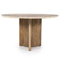 Eleonora Ronde eettafel Sara - Mango hout & travertin - Ø130x76 cm