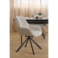 Alva draaibare armstoel | zwart metaal onderstel | stof Caso - zand