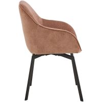 Calm terugdraai armstoel | zwart metaal onderstel | stof Danny - roze/bruin