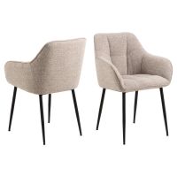 Nila armstoel | zwart metaal onderstel | stof Monza - beige