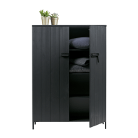 Kast Bruut 2-deurs grenen geborsteld diepzwart van het woonmerk WOOOD