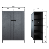 Kast Bruut 2-deurs grenen geborsteld diepzwart van het woonmerk WOOOD