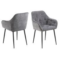 Kari armstoel | zwart metaal onderstel | stof Skyland - antraciet