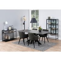 Freja armstoel | zwart metaal onderstel | stof Preston - antraciet