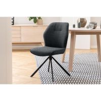Mysa draaibare eetkamerstoel | zwart metaal onderstel | stof Basel - donkergrijs