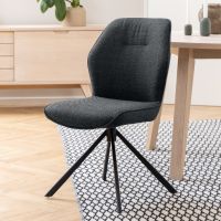 Mysa draaibare eetkamerstoel | zwart metaal onderstel | stof Basel - donkergrijs