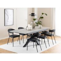 Havn armstoel | zwart metaal onderstel | PU leer - zwart