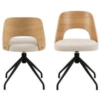 Nøra Hushy draaistoel | zwart metaal onderstel | stof Apia/naturel oak - beige