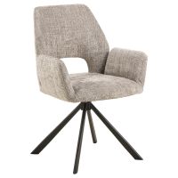 Nøra Linsa draaibare armstoel | zwart metaal onderstel | stof Juto - grijs