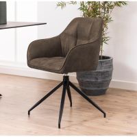 Nila draaibare armstoel | zwart metaal onderstel | stof Preston