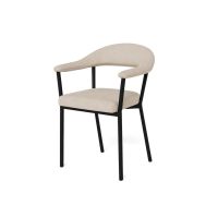 Nøra Lievy armstoel | zwart metaal onderstel | stof Apia - zand