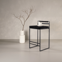 Svea Pano barkruk 66 cm - velvet - zwart