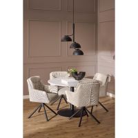 Vika armstoel | zwart metaal onderstel | stof Caso - beige