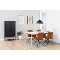 Nøra Waylor draaibare armstoel | zwart metaal onderstel | PU retro - cognac