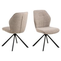 Mysa draaibare eetkamerstoel | zwart metaal onderstel | stof Monza - beige