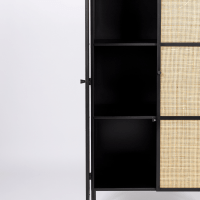 Guuji kast hoog 2-deurs MDF/rattan van het woonmerk Puur